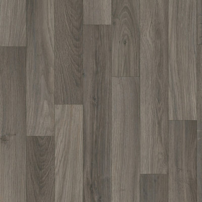 Grey Modern Wood Effect AntiSlip Vinyl Flooring for Home, Shops