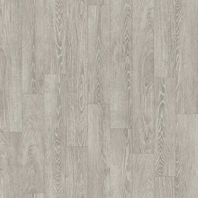 Grey Modern Wood Effect Anti-Slip Vinyl Flooring for Home, Shops, Offices, 3.5mm Thick Vinyl Sheet-6m(19'8") X 3m(9'9")-18m²