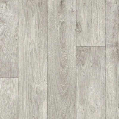 Grey Modern Wood Effect Anti-Slip Vinyl Flooring For Kitchen, Bathroom, 2.0mm Thick Vinyl Sheet-2m(6'6") X 2m(6'6")-4m²