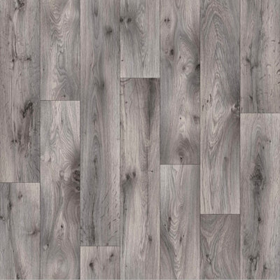 Grey Modern Wood Effect Anti-Slip Vinyl Flooring For Kitchen, Bathroom ...