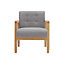 Grey Modern Wooden Frame Buttoned Upholstered Recliner Chair Armchair