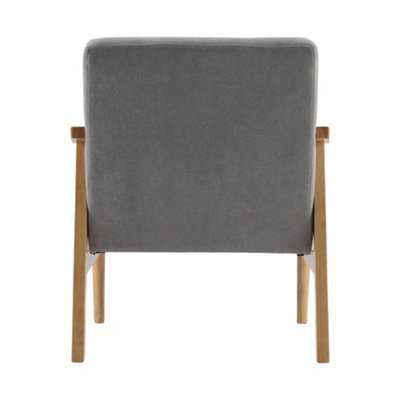 Grey Modern Wooden Frame Upholstered Recliner Chair Armchair