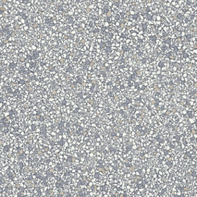 Grey Mosaic Effect Anti-Slip Vinyl Flooring For LivingRoom, Kitchen, 2.8mm Thick Cushion Backed Vinyl-6m(19'8") X 4m(13'1")-24m²