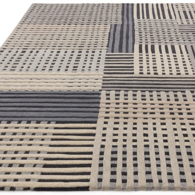 Grey Multi Abstract Handmade Modern Wool Rug For Living Room and ...