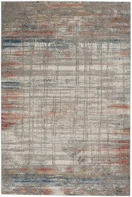Grey Multi Rug, 10mm Thickness Anti-Shed Abstract Rug, Modern Grey ...
