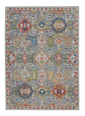 Grey/Multicolor Persian Floral Rug, Stain-Resistant Luxurious Traditional Rug for Bedroom, & DiningRoom-239cm X 300cm