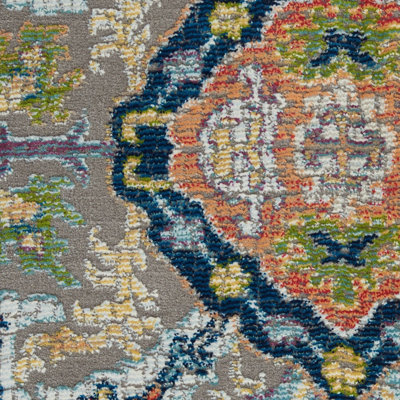 Grey/Multicolour Luxurious Floral Persian Traditional Rug for Living ...