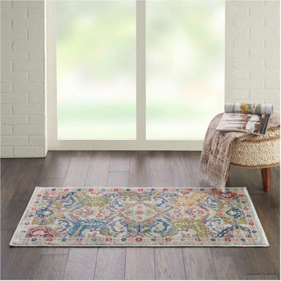 Grey/Multicolour Luxurious Floral Persian Traditional Rug for Living Room Bedroom and Dining Room-61cm X 122cm
