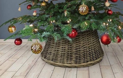 Grey Natural Wicker Christmas Tree Skirt Woven Wicker Tree Ring Cover 53cm Price Comparisons | Compare The Build