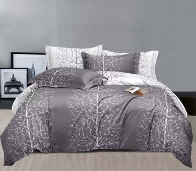 Grey Nature Printed Easy Care Duvet Set