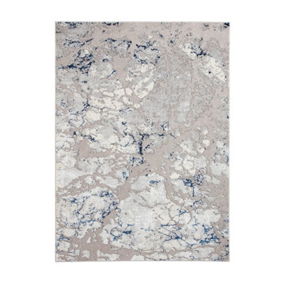 Grey Navy Abstract Rug, 8mm Thickness Modern Rug, Grey Navy Rug for Bedroom, Living Room, & Dining Room-160cm X 220cm