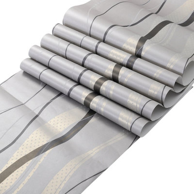 Grey Non Woven Modern 3D Wallpaper for Livingroom Bedroom Kitchen 10M