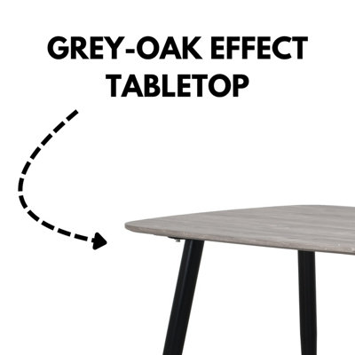 Buy Grey Oak 120cm rectangular Aspen dining table with black tapered