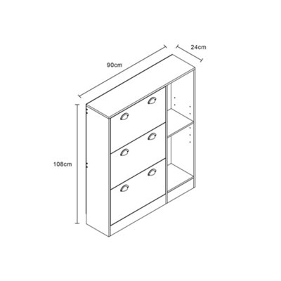 Grey & Oak-effect Shoe Storage Cabinet with  Dropdown Drawers and Open Shelves - 8