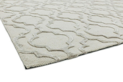 Grey Ogee Wool Handmade Luxurious Modern Easy to Clean Handmade ...