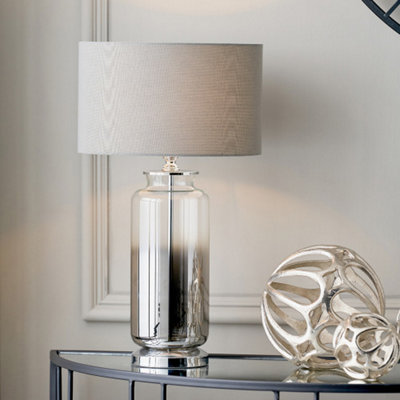 Grey Ombre Glass Table Lamp With Grey Lampshade