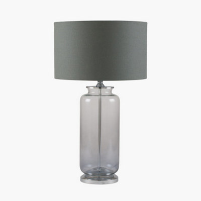 Grey Ombre Glass Table Lamp With Grey Lampshade
