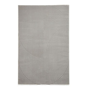 Grey Optical 3D Washable Modern Abstract Dining Room Bedroom & Living Room Rug-160cm X 230cm