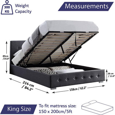 Picture Idea: Grey Ottoman Storage Bed King Size With Pocket Sprung Memory