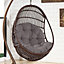 Grey Outdoor Garden Egg Swing Chair Hanging Basket Chair Hammock Seat Pad Cushion 80 x 120 cm