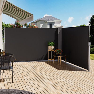 Grey Outdoor Garden Retractable Sun Protection Privacy Side Awning ...