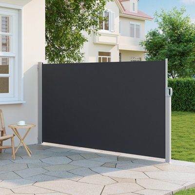 Grey Outdoor Garden Retractable Sun Protection Sunshade Privacy Screen Side Awning 300 x 160 cm