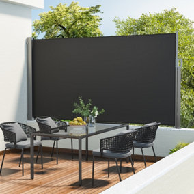 Grey Outdoor Garden Retractable Sun Protection Sunshade Privacy Screen Side Awning 300 x 160 cm