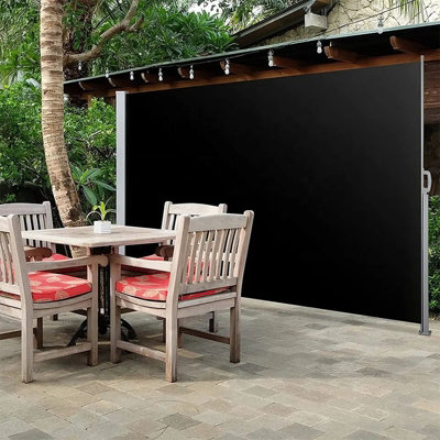 Auvent Latéral Rétractable De Patio 60x300 Cm Noir