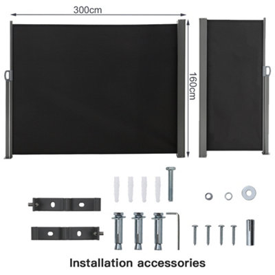 Grey Outdoor Garden Retractable Sun Protection Sunshade Privacy Screen ...