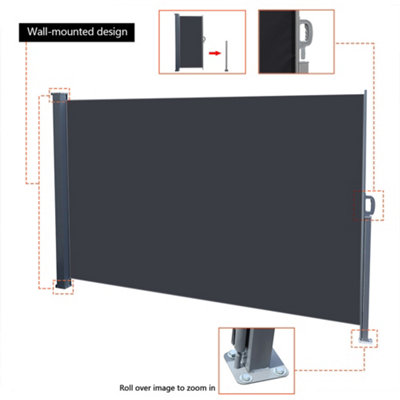 Grey Outdoor Garden Retractable Sun Protection Sunshade Privacy Screen ...
