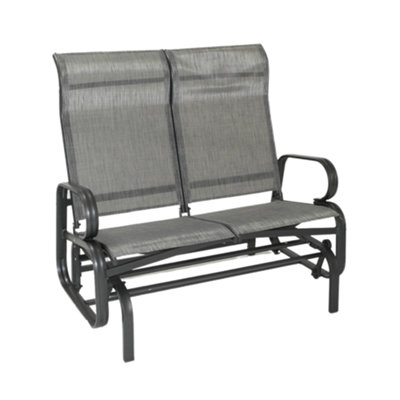 Grey Outdoor Garden Rocking Bench with Textilene