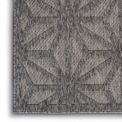 Grey Outdoor Rug, Abstract Optical/ (3D) Stain-Resistant Rug For Patio ...