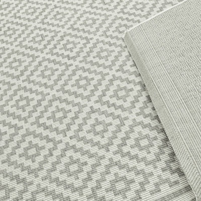 Grey Outdoor Rug, Geometric Stain-Resistant Rug For Patio Decks Garden Balcony, 4mm Modern Outdoor Rug-80cm X 150cm