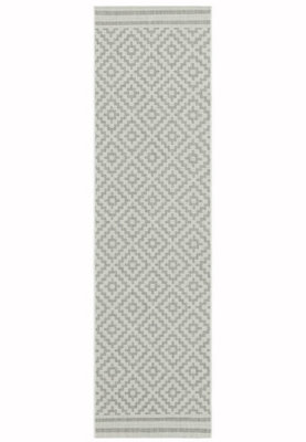 Grey Outdoor Rug, Geometric Stain-Resistant Rug For Patio Decks Garden Balcony, 4mm Modern Outdoor Rug-80cm X 150cm