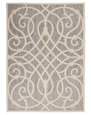 Grey Outdoor Rug, Optical/ (3D) Abstract Stain-Resistant Rug For Patio ...