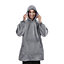 Grey Oversized Sherpa Flannel Oversized Hoodie Blanket with Front Pocket