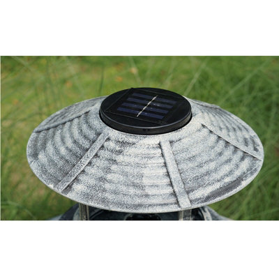 Grey Pedestal Bird Bath Feeder Planter Solar Light Garden Feeding Table Station - 6