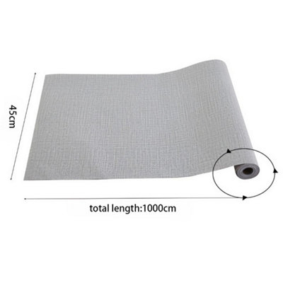 Grey Peel and Stick Linen Textured Plain Effect Wallpaper Thick Vinyl Embossed Film Wallpaper Roll 0.45m x 10m