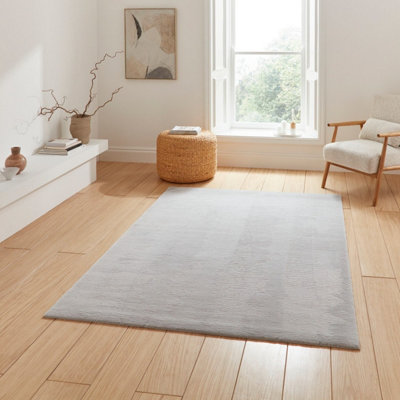 Grey Plain 13mm Thick Super-Soft Stain-Resistant Rug for Bedroom, & Dining Room, Easy to Clean Modern Rug-120cm X 170cm