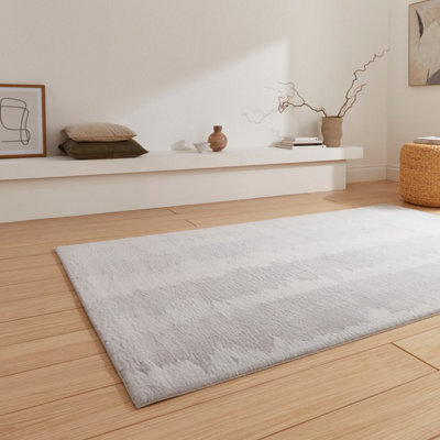 Grey Plain 13mm Thick Super-Soft Stain-Resistant Rug for Bedroom, & Dining Room, Easy to Clean Modern Rug-120cm X 170cm