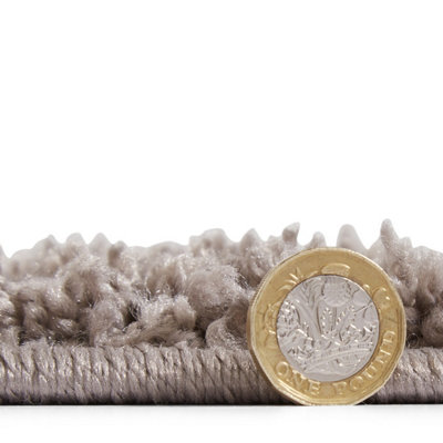 Grey Plain 25mm Thick Anti-Shed Rug for Bedroom, Living, & Dining Room ...