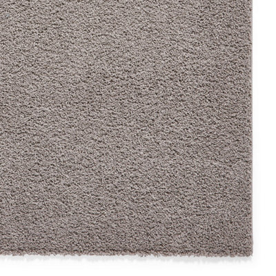 Grey Plain 25mm Thick Anti-Shed Rug for Bedroom, Living, & Dining Room ...