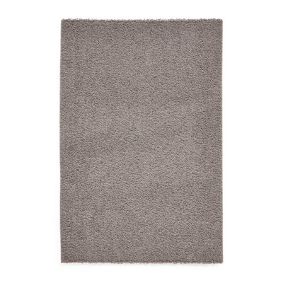 Grey Plain 25mm Thick Anti-Shed Rug for Bedroom, Living, & Dining Room ...
