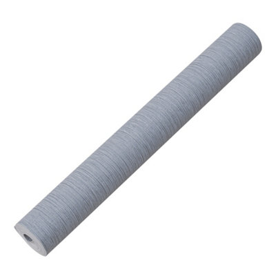 Grey Plain 3D Striped Linen Fabric Effect Textured Wallpaper Roll 10m (L)