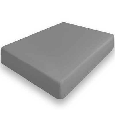 Grey Plain Fitted Sheet Soft Anti Allergy Single Super King Size 40cm Extra Deep Bed Sheets