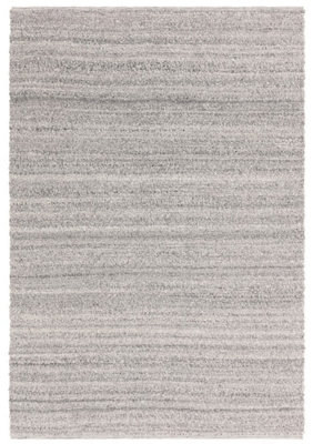 GREY PLAIN HANDMADE 4MM THICK ANTI-SHED RUG FOR BEDROOM, DINING ROOM ...