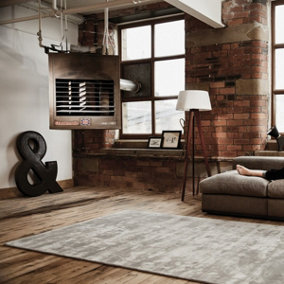 Grey Plain Handmade , Luxurious , Modern Rug For Living Room and Bedroom-120cm X 170cm