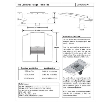 Grey Plain In Line Roof Tile Vent & Pipe Adaptor / for concrete and clay Tiles