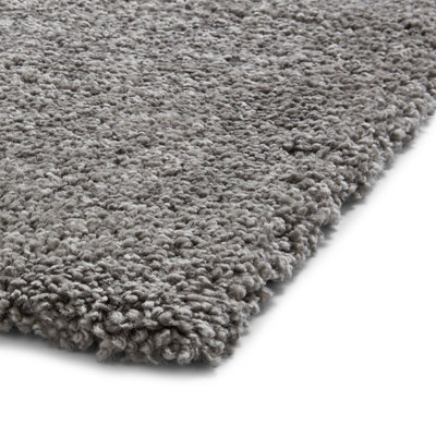 Grey Plain Shaggy Modern Plain Easy to Clean Rug Soft For Dining Room ...