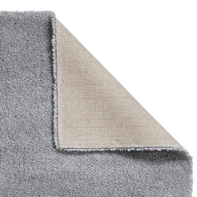 Grey Plain Shaggy Modern Plain Easy to Clean Soft Rug For Dining Room ...